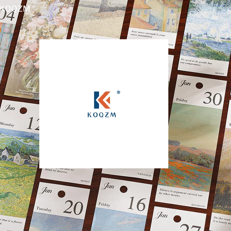 

2026 Desk Calendar With Gold Ring Binding 365 Days Vintage Oil Painting Inspirational Quotes One-Way Page Turn Daily Planner