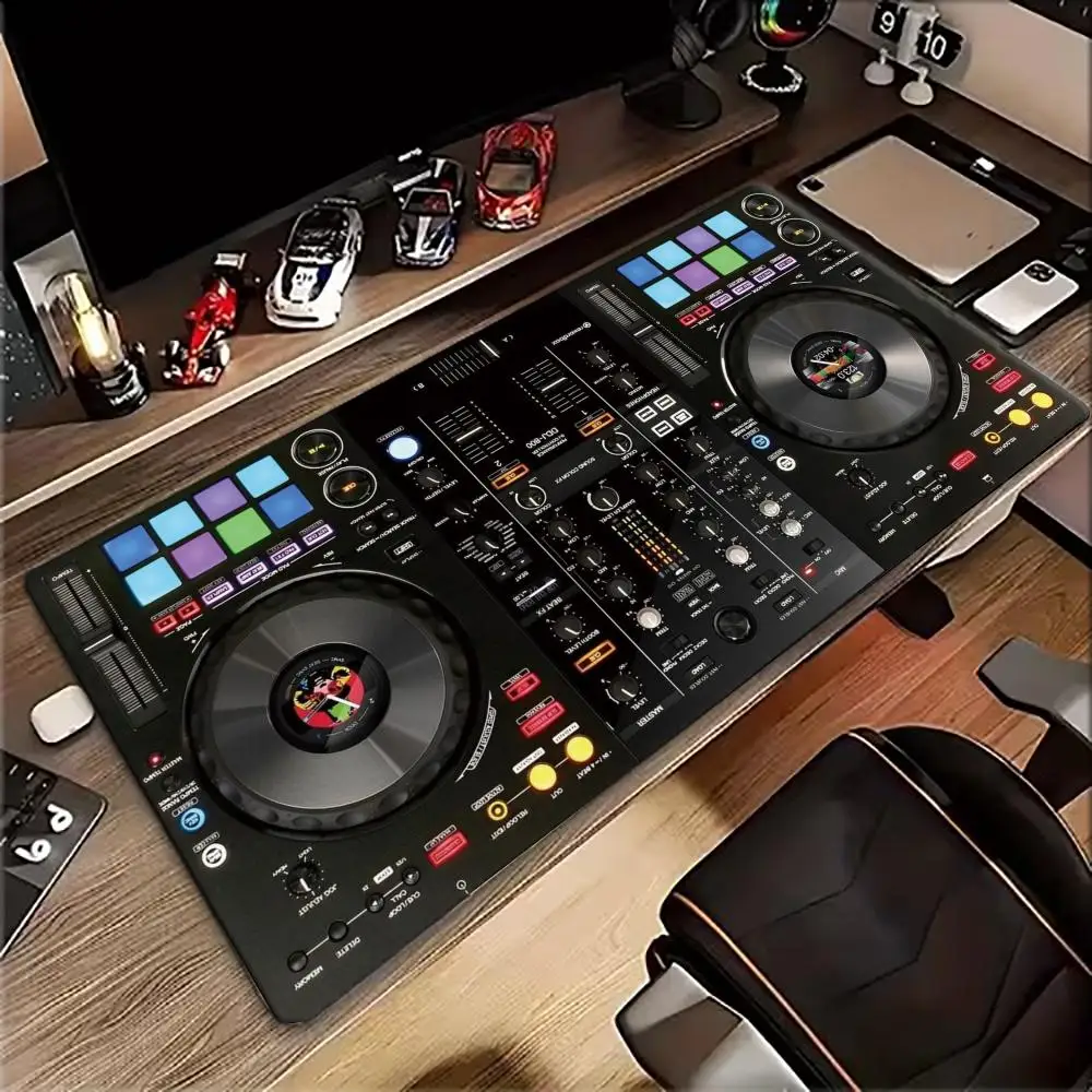 DJ Turntable Mixer Controller Music Pattern Print MousePad Large Gaming Mousepads Non-slip Laptop Tablet Mat PC Soft Pad Playmat