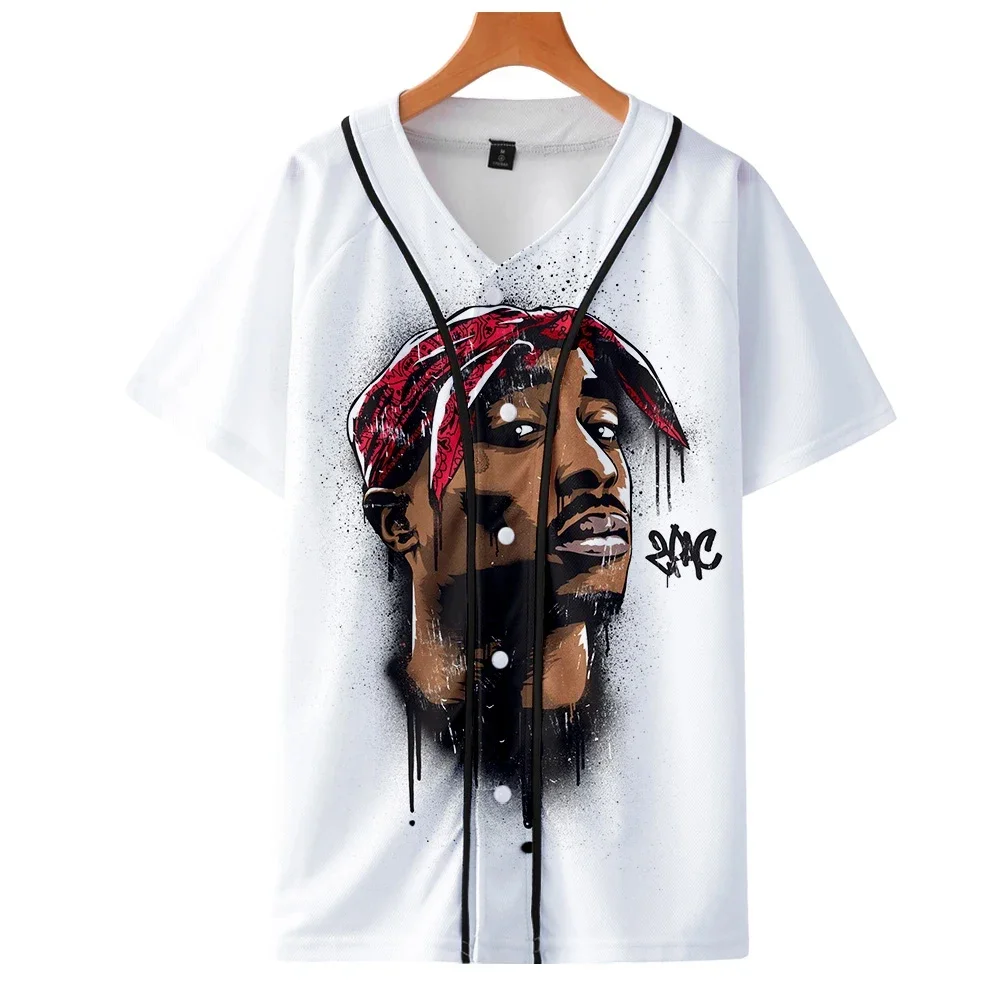 Men Women 3D Print Tupac 2pac T-shirt Short Sleeve O-Neck Baseball Shirt Hip Hop Swag Harajuku Streetwear Design Baseball Jersey