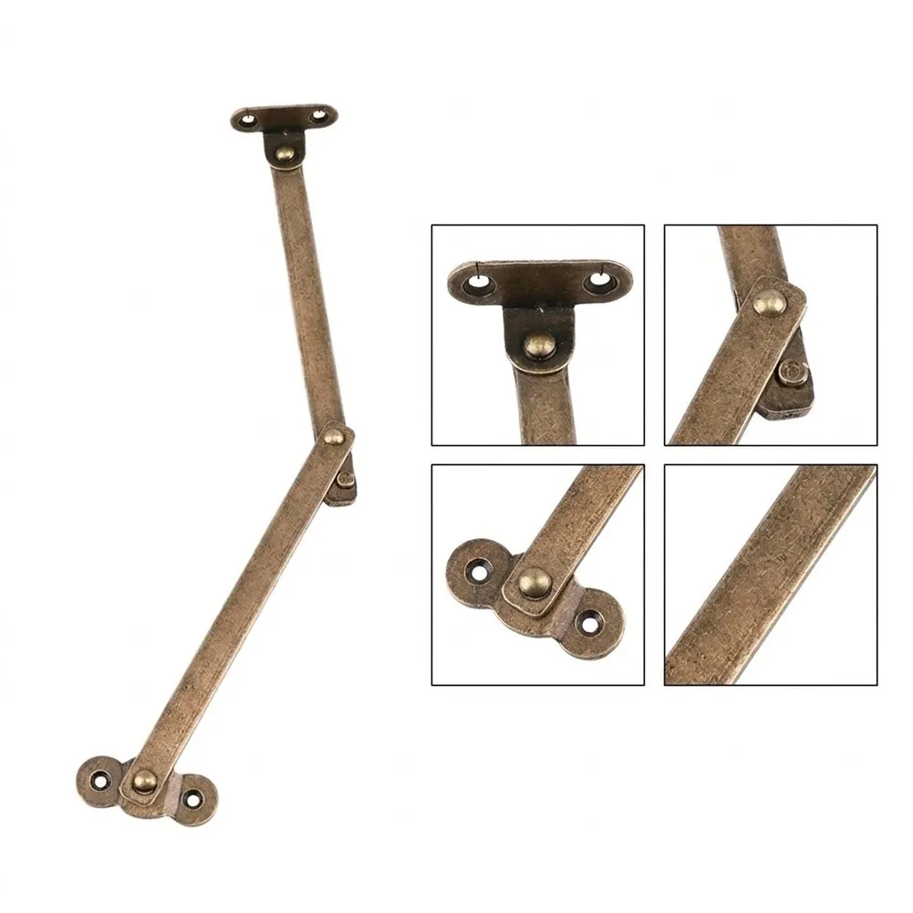 Folding Lid Support Hinge 25mm Zinc Alloy Antique Bronze for Toy Box Chest Cabinet Drop Down Stay 150 Degree Motion