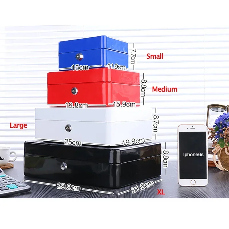 2024 New Practical Petty Cash Money Box with Keys Stainless Steel Security Lock Lockable Safe Small Fit for House Decoration