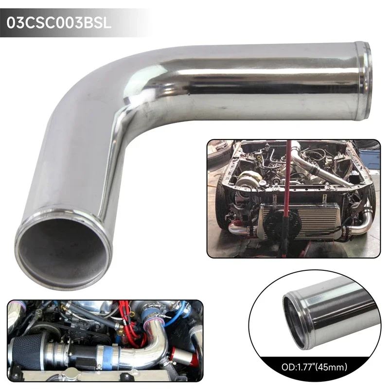 

45 мм/1,77 дюйма, универсальная 90-градусная алюминиевая трубка турбоинтеркулера, трубка L = 300 мм