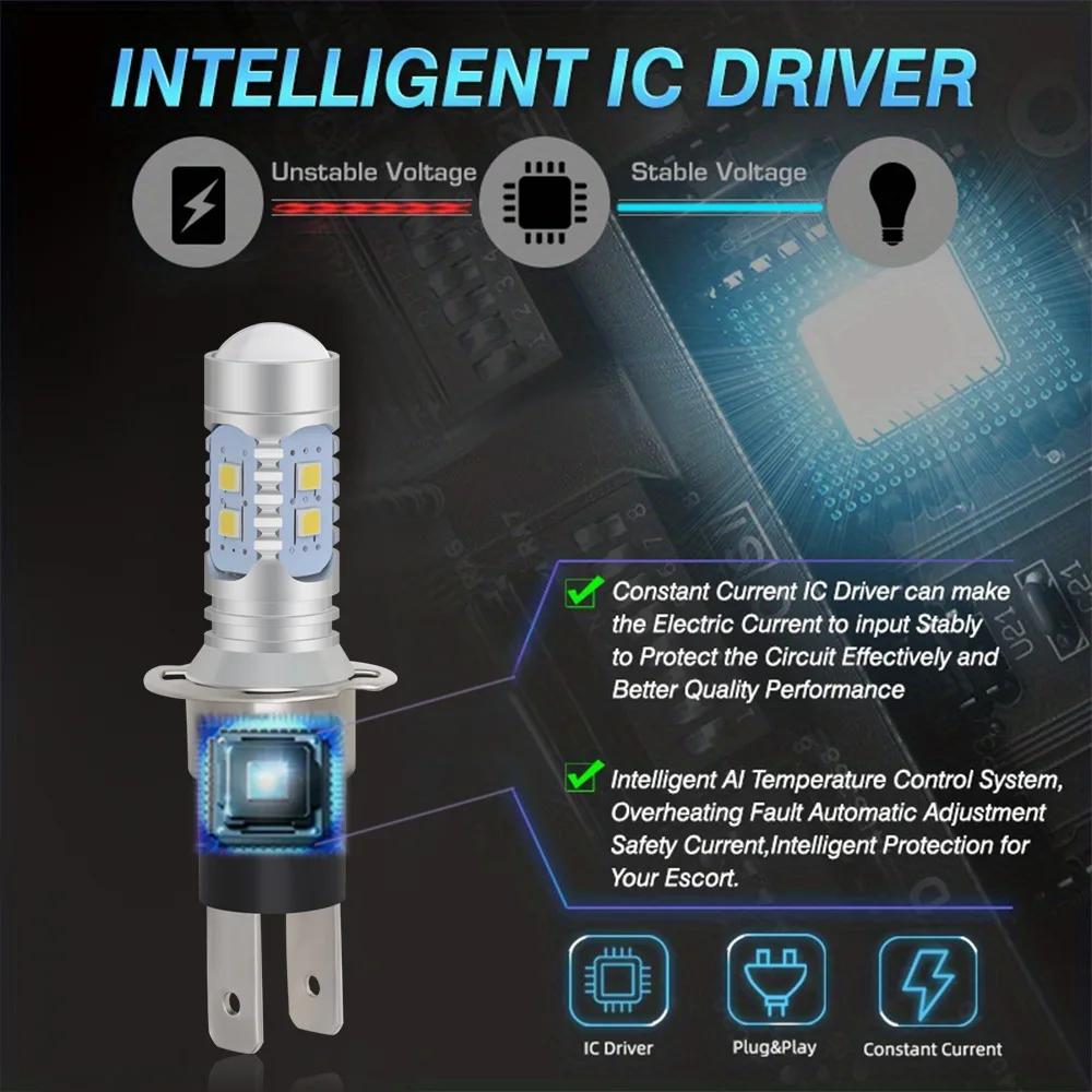 العالمي للسيارة H3C 2323 الضباب لمبة 6000 كيلو الأبيض LED 10SMD النهار تشغيل أضواء أضواء الضباب الأمامي والخلفي 12/24 فولت #5