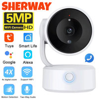 Tuya Wifi Camera Indoor 5MP One-Touch-Call Baby Monitor Two Way Talk Security IP Camera Video Surveillance Wireless 4X Zoom Cam