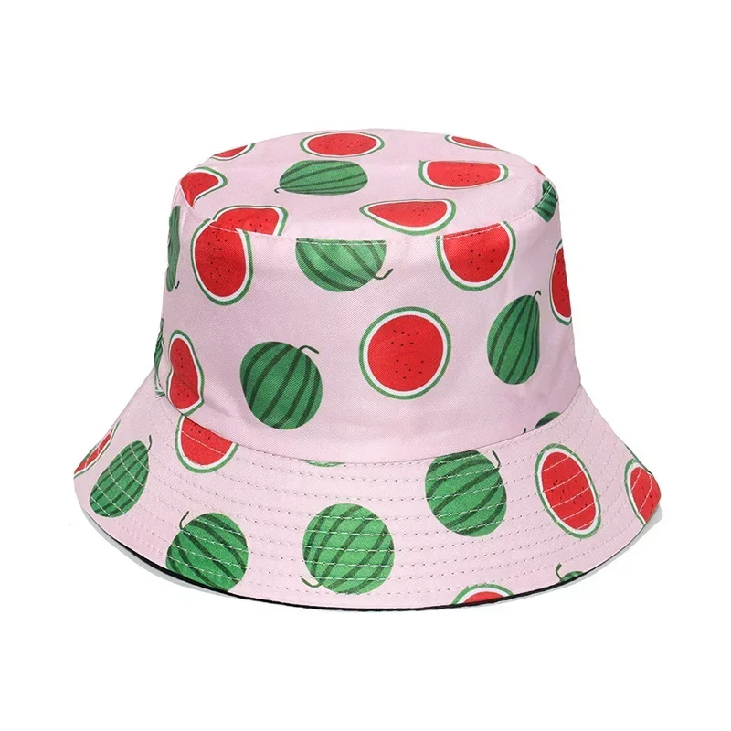 2022 New Fruit Print Bucket Hat Spring and Summer Outdoor Sun Hats Cute Strawberry Watermelon Cherry Fisherman Cap Men Bonnet