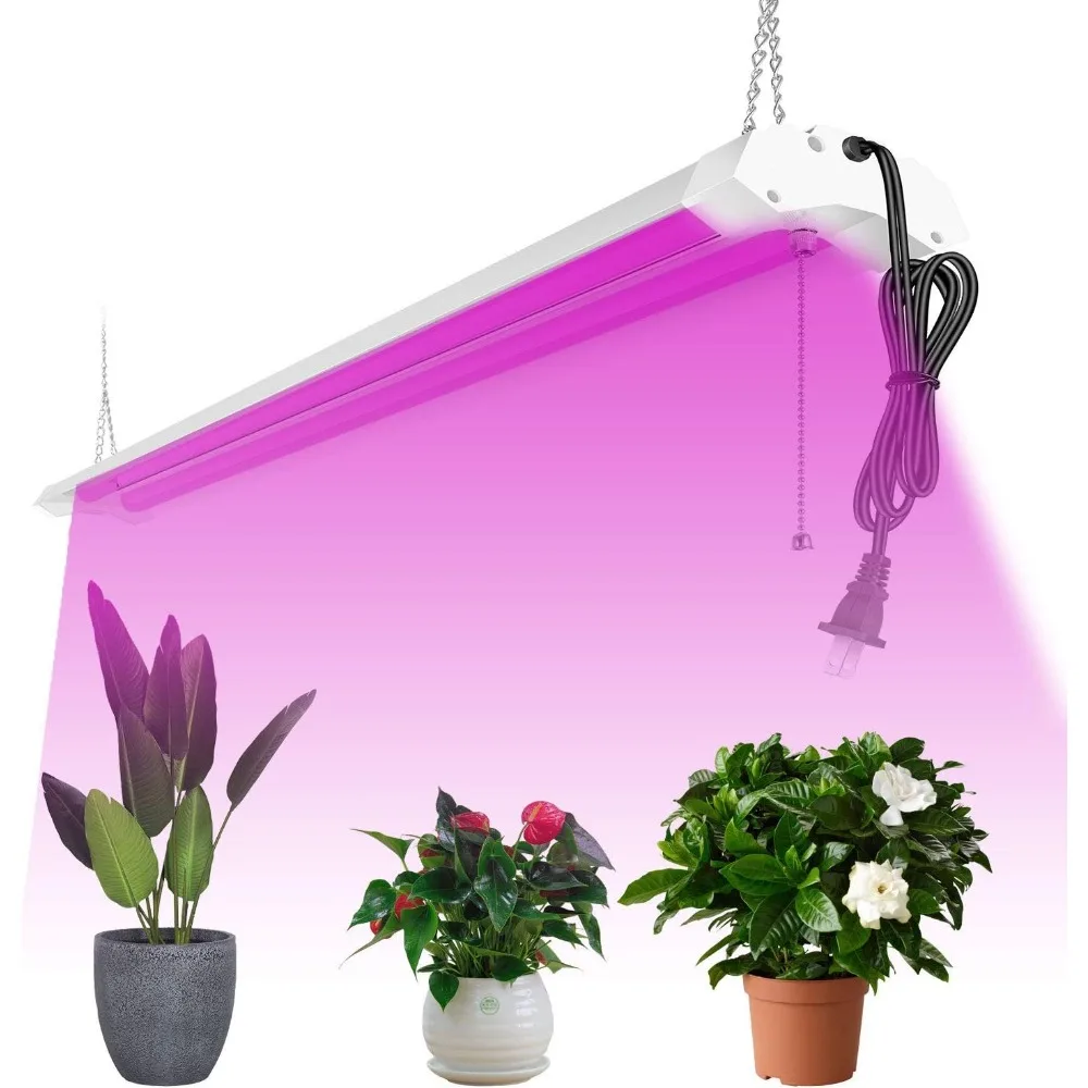 4er-Pack 4FT LED-Wachstumslichter mit 50 W Vollspektrum für Hydrokultur-Sämlinge im Gewächshaus, zum Einstecken, Ein-/Aus-Zugkette im Lieferumfang enthalten