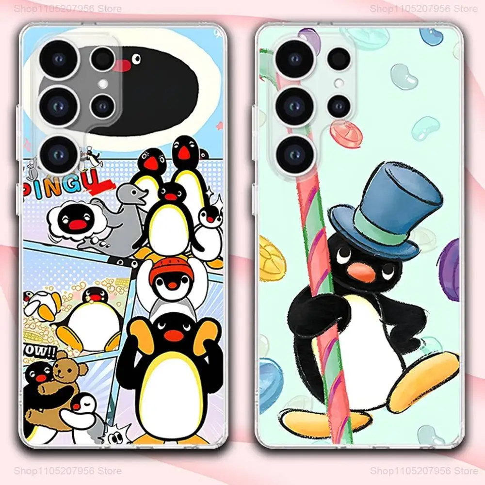 

Cartoon P-Pingus Cute For Samsung A30,71,51,S9,10,20,Ultra,FE,Lite,S25,24,22,23,21,PIus Transparent Soft Phone Case