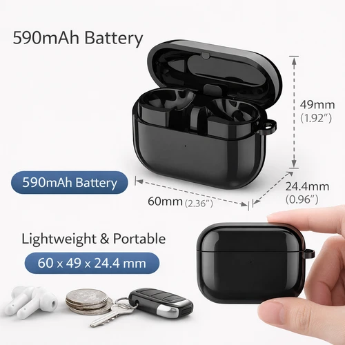Imagen 2 del producto Solución de repuesto para estuche de carga con función de emparejamiento, caja de carga inalámbrica para Buds 3 Pro, Tipo-C 590mAh, sin auriculares