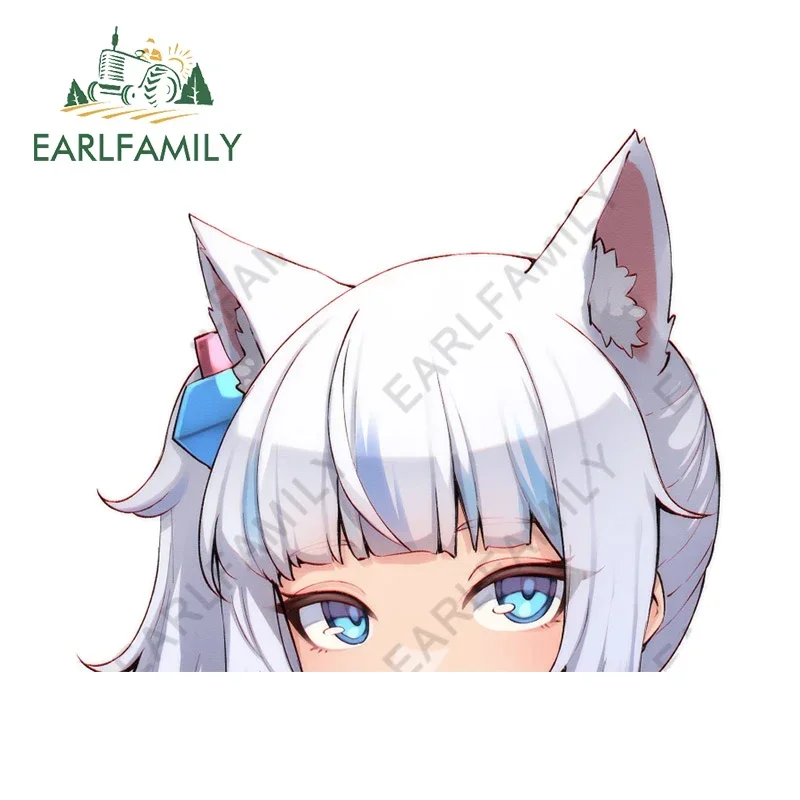 

EARLFAMILY 13cm X 10.9cm Hololive Gawr Gura Peeker Chibi Car Stickers Refrigerator Helmet Scratch Resistant Decal VAN Decoration