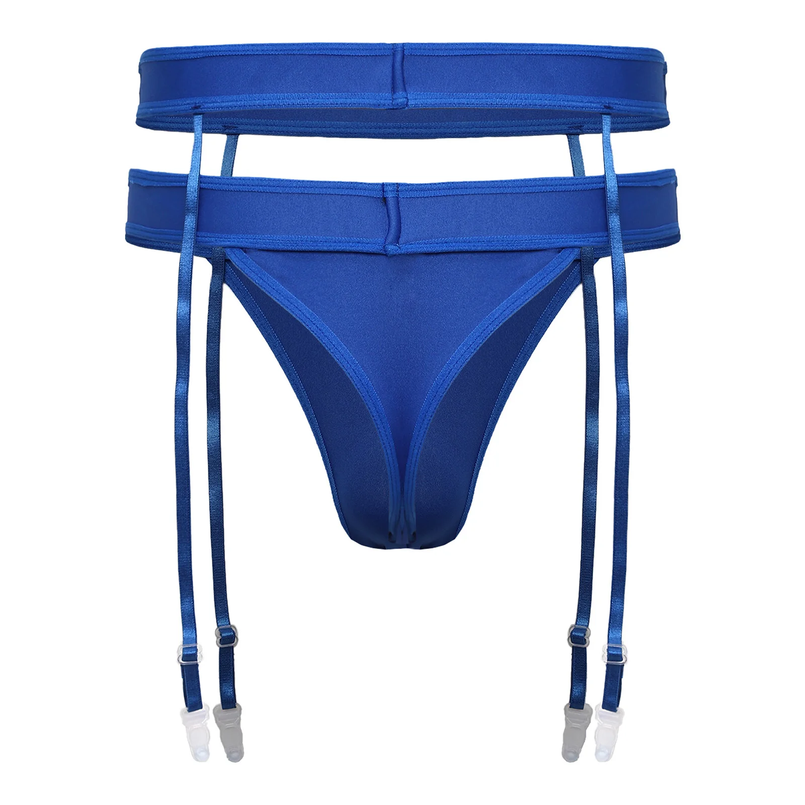 

Men Gay Garter Jockstrap Thongs Briefs Lingerie Set Bulge Pouch T-back Panties with Waist Garter Belts for Nightclub Wear