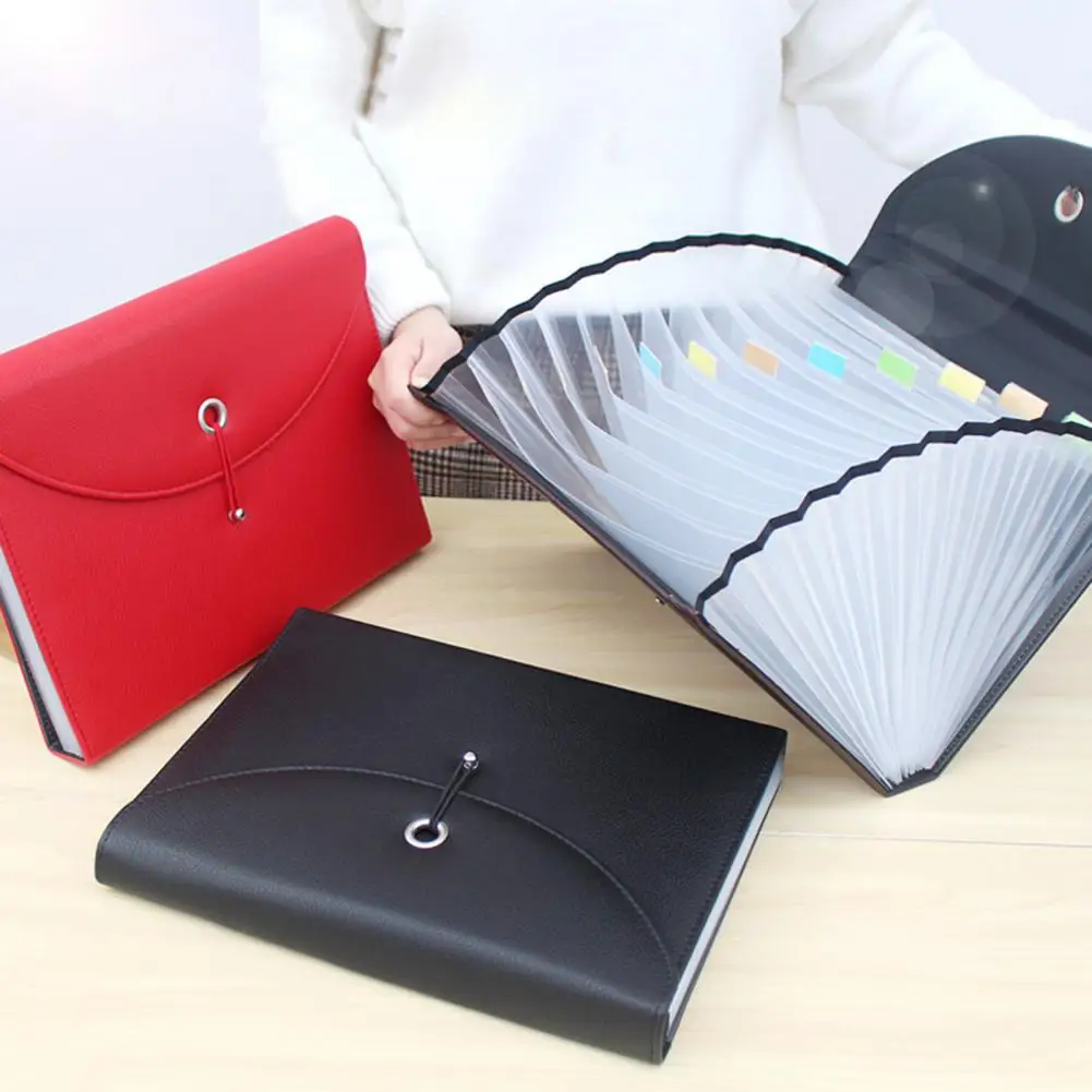 File Organizer Widely Use Document Folder Large Capacity Faux Leather File Storage Bag Storing Conference Materials