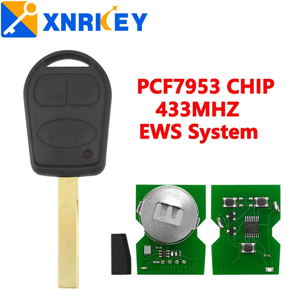 XNRKEY 3 Buttons Remote Car Key for Range Rover 2002 2003 2004 2005 2006 Sport 2006 EWS System PCF7935 Chip 433Mhz