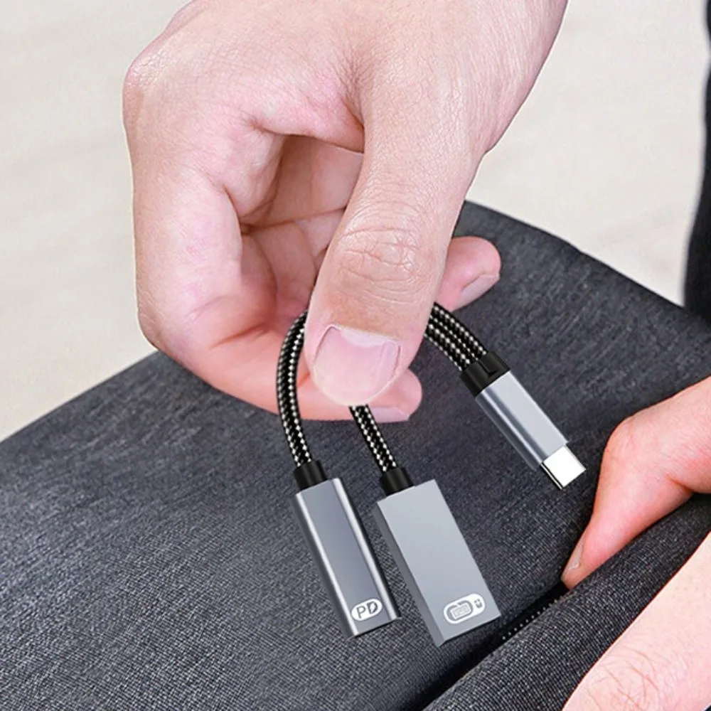 

PD60W Адаптер 2 в 1 Type-C к USB OTG Многофункциональный адаптер для быстрой зарядки 2-в-1 USB C к аудиокабелю Прочный разветвитель