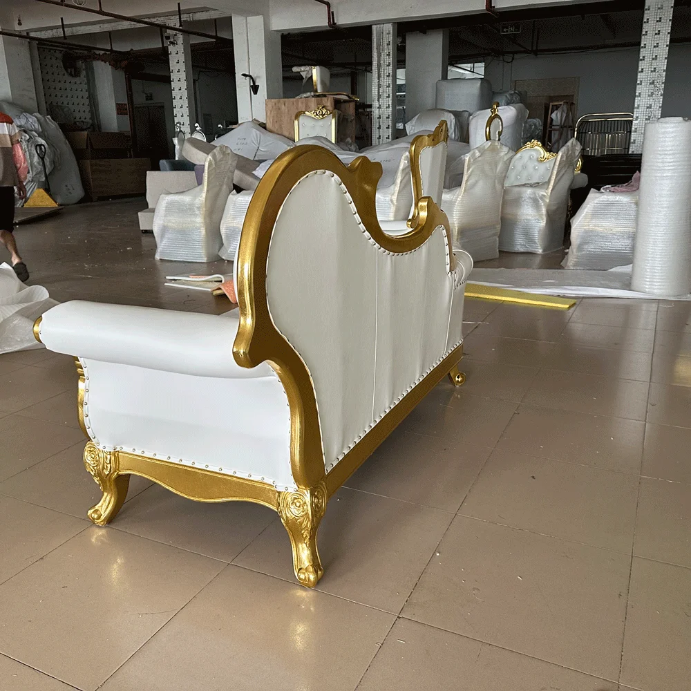 FSDKX Factory Wholesale sofa Wedding Gold Royal King Throne Couch For Queen Two Seat Sofa