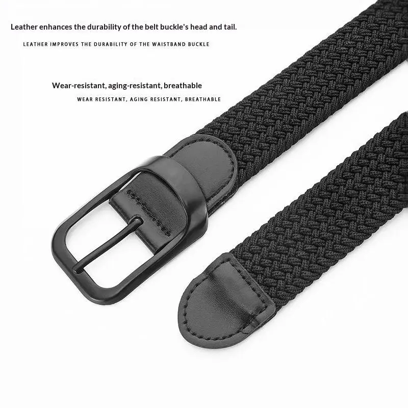 Hochwertiger Herrengürtel, modischer, atmungsaktiver Strickgürtel, passend zu Jeans für Männer. – Detail 10