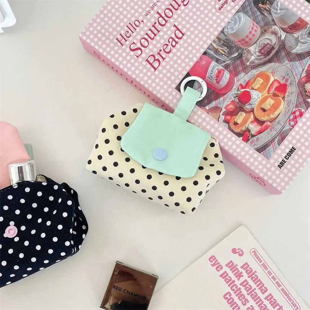 Card Holder Plaid Polka Dot Storage Bag Print Cute Small Cosmetic Bag Cotton Korean Style Floral Organizer Bags Key Bag