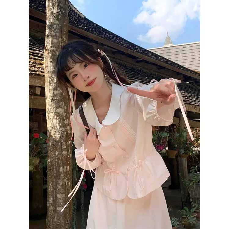 

Рубашки с длинным рукавом, женские шелковые рубашки с рюшами, приталенный воротник, китайская, романтическая, женская, молодежная, повседневная, консервативная, офисная одежда