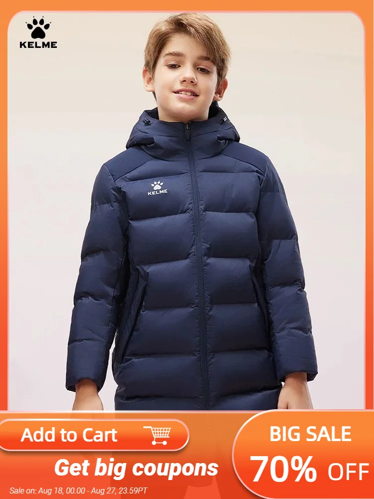 

Kelme Children's Long Cotton Clothing Winter Color Blocked Football Training Jacket Sports Warm Windproof Cotton Jacket Cotton