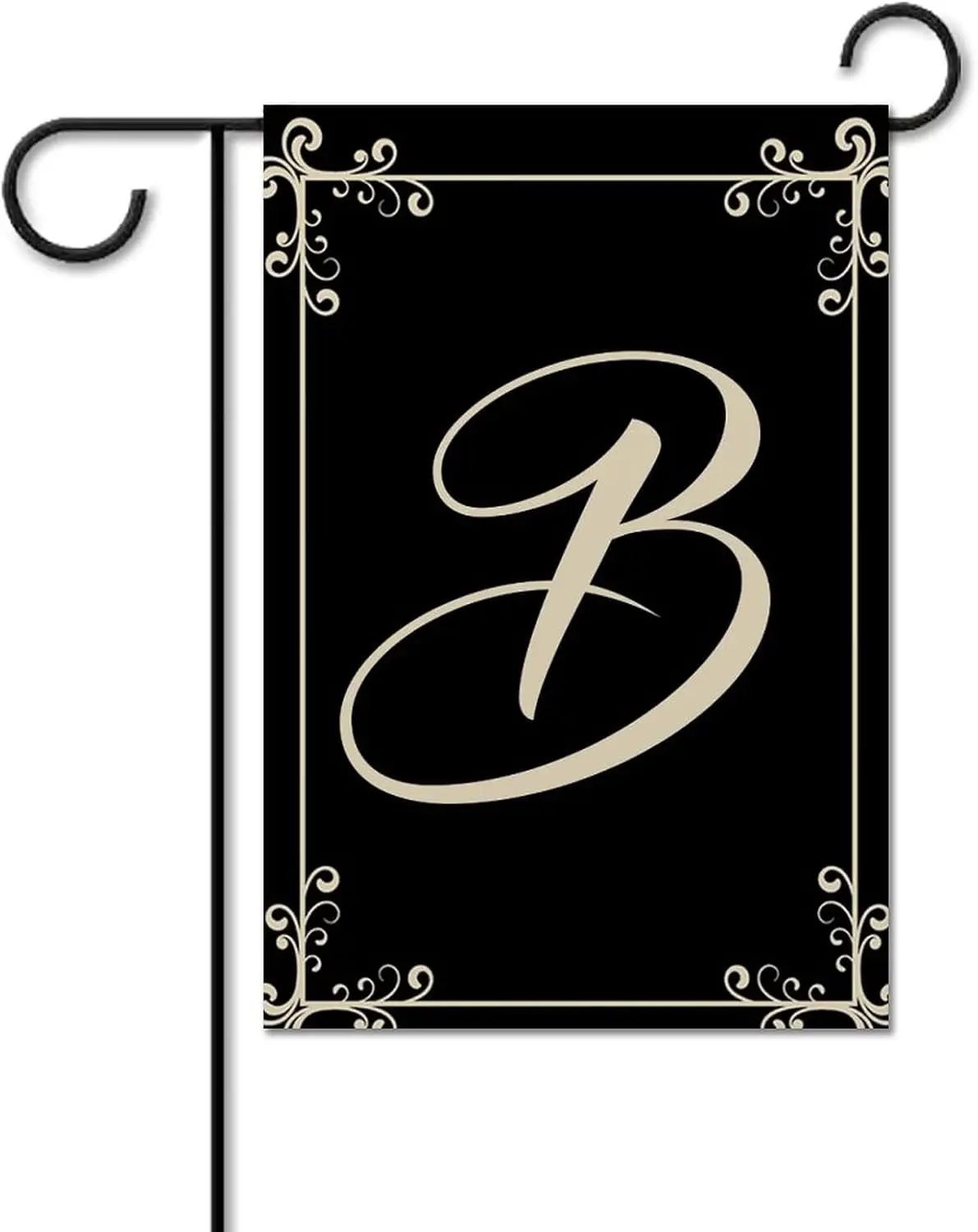 Letter B Initial Monogram Garden Flags Rustic Natural Black For Garden Patio Outside Decor Holiday For All Seasons Double Sided