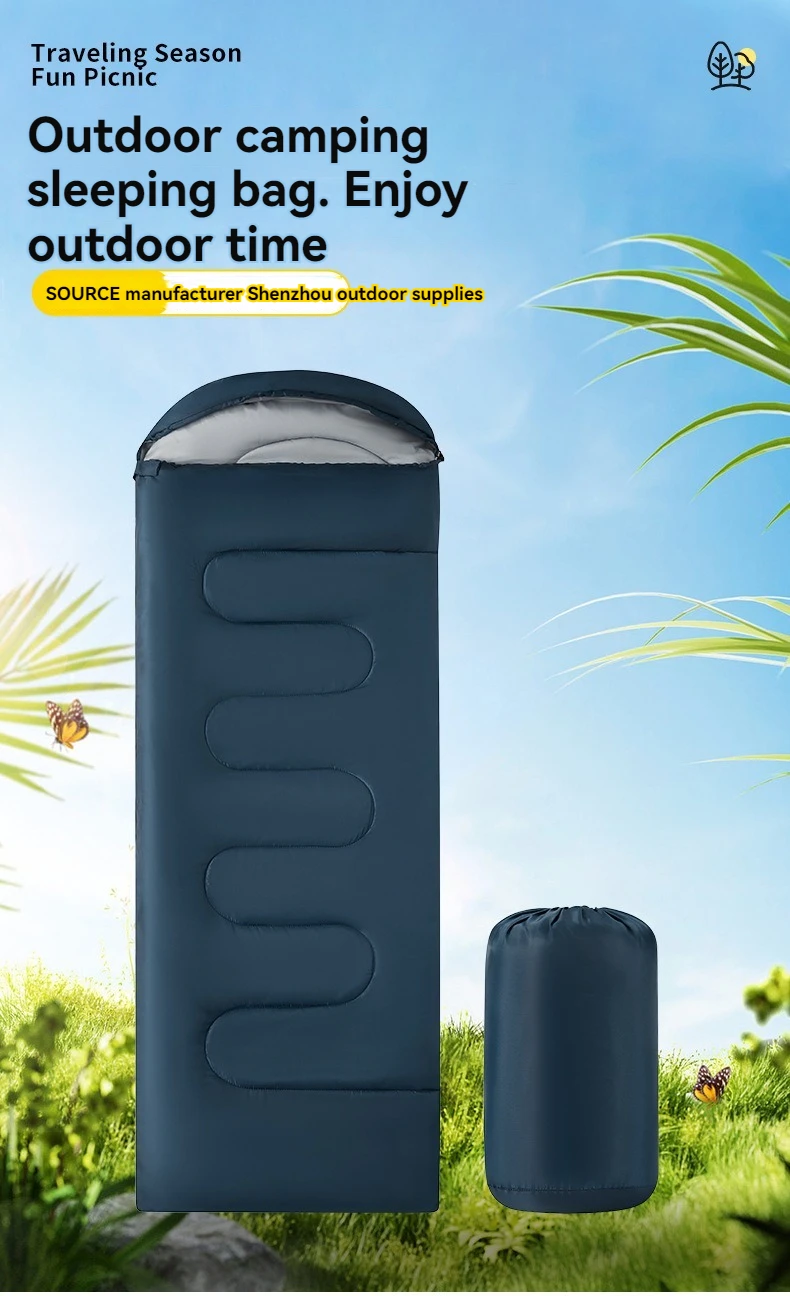 

New outdoor camping adult cold proof warm hooded sleeping bag, office nap sleeping bag, dirt proof envelope, hooded sleeping bag