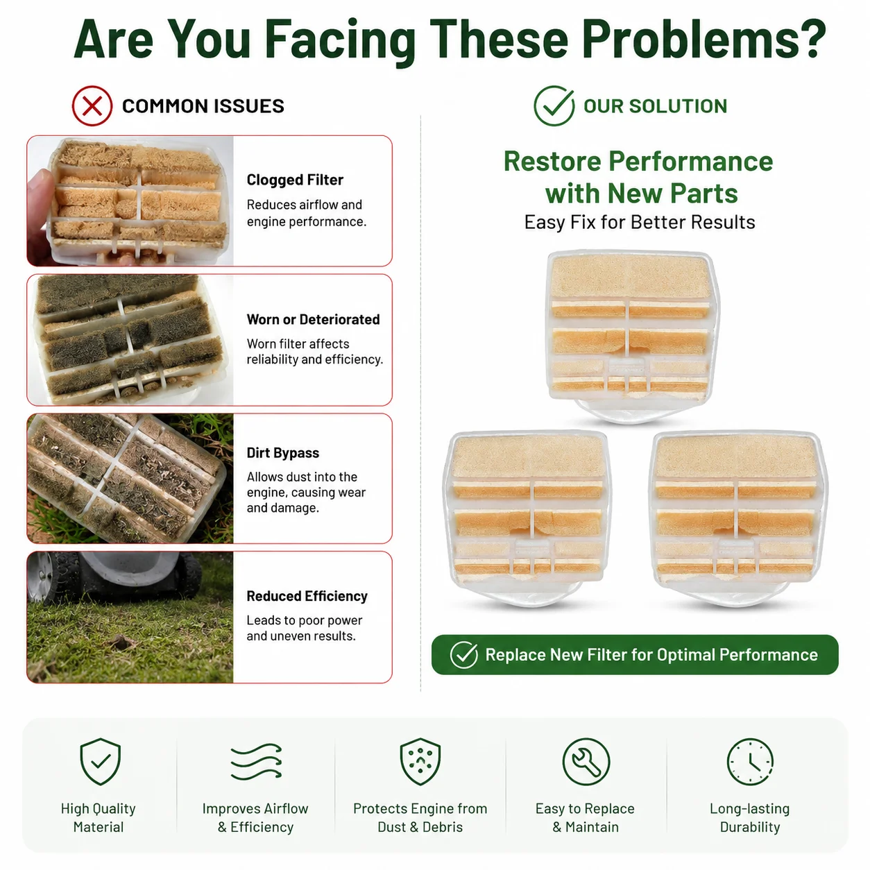 Air Filter Compatible With Husqvarna 445e II 450e II CS2245 CS2245S CS2250S Chainsaw, 3 Pack Saw Parts Replace 544080802 803