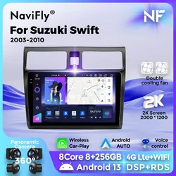 Android 13 Auto Carplay 2 Din Car Radio For Suzuki Swift 2003-2010 GPS Stereo Audio DSP Multimedia Player Intelligent Systems BT