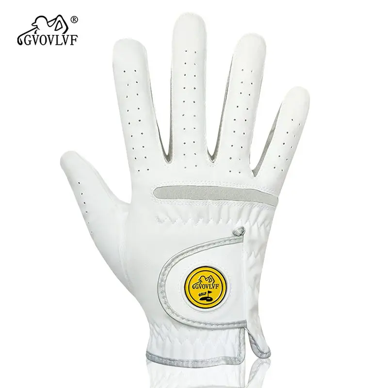 Golf Gloves Men's Wear-Resistant Breathable Left and Right Hand Microfiber Fine Cloth Material with Mark Gloves