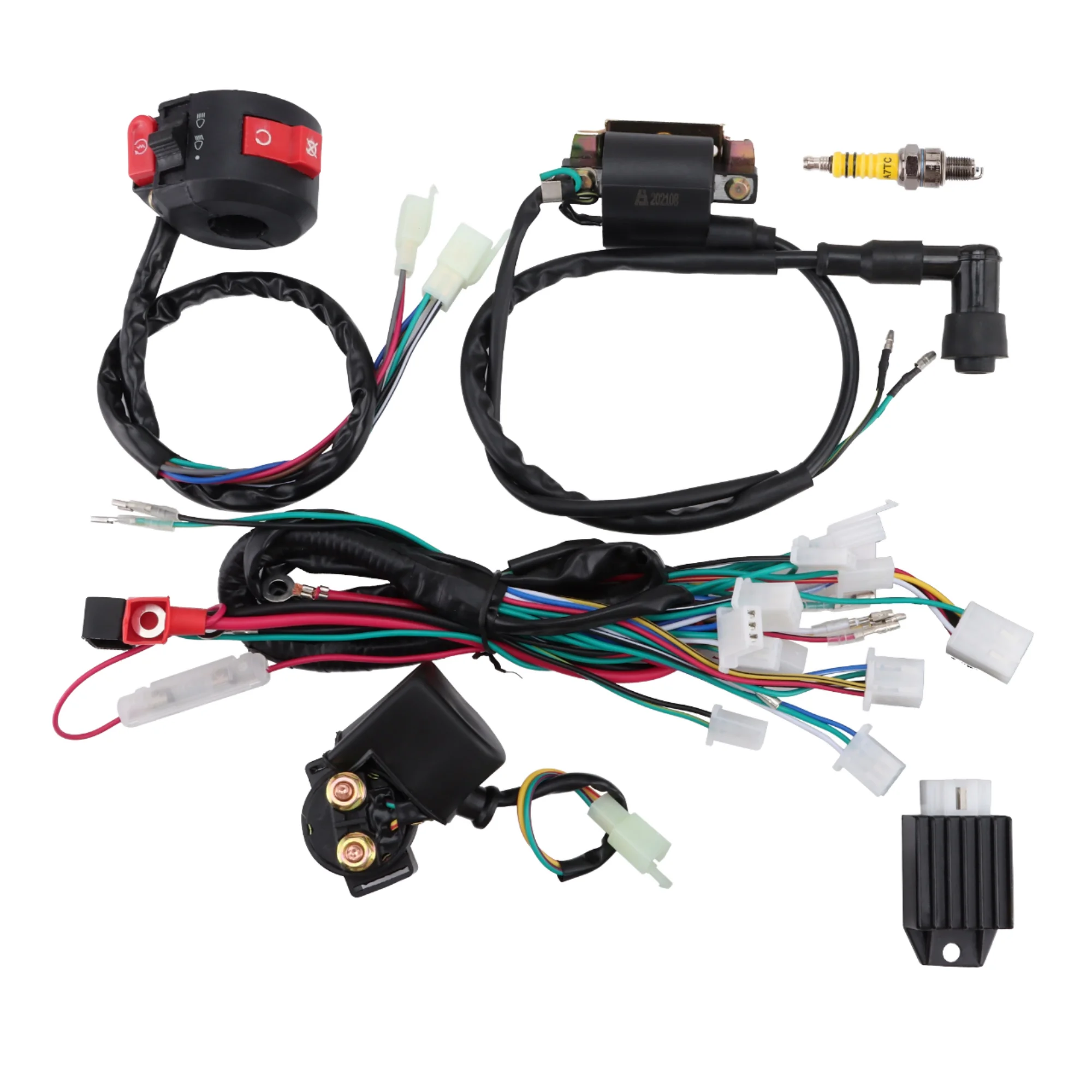 4-Stroke Motorcycle Ignition Coil Rebuild Kit Wiring Harness for ATV Go Kart Scooter Moped 50cc 90cc Dirt Bike New
