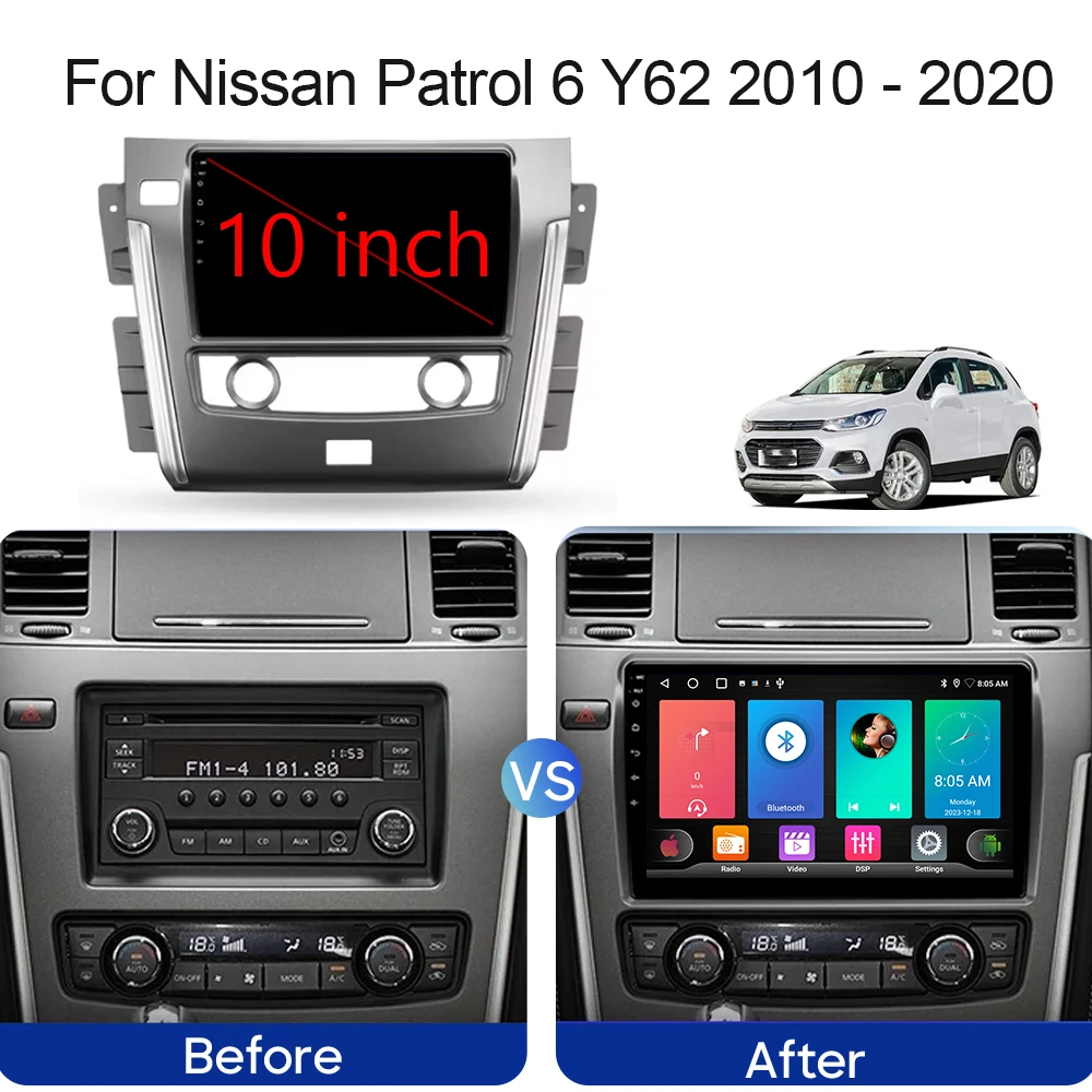 For Nissan Patrol 6 Y62 2010 - 2020 QLED Car Radio Wireless Android Auto Multimedia Player GPS Navigation 5G WIFI BT No 2din DVD