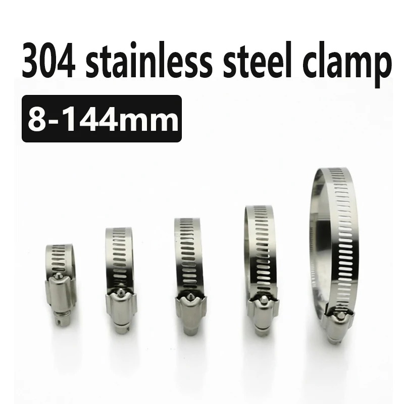 304 Stainless Steel Worm Drive Hose Clamp – Adjustable Slotted Head Screw Band Clip for Car Fuel Tube, Water Pipe & Faucet