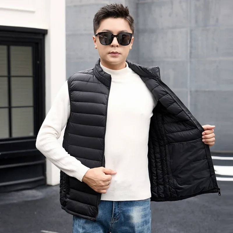 

Sleeveless Jackets Winter Mens Vest Jacket Warm Waterproof Zipper Coat Autumn Stand-up Collar Casual Thicken Waistcoat Clothing