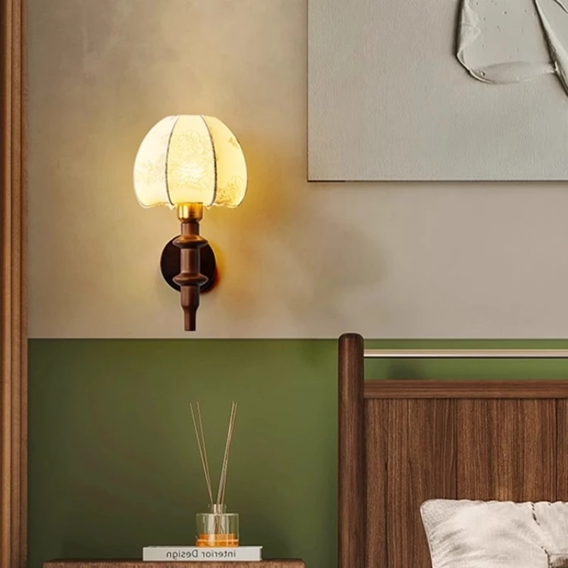 

personalized and creative, solid wood bedroom, bedside lamp American style, retro living room, background wall decorative lamp