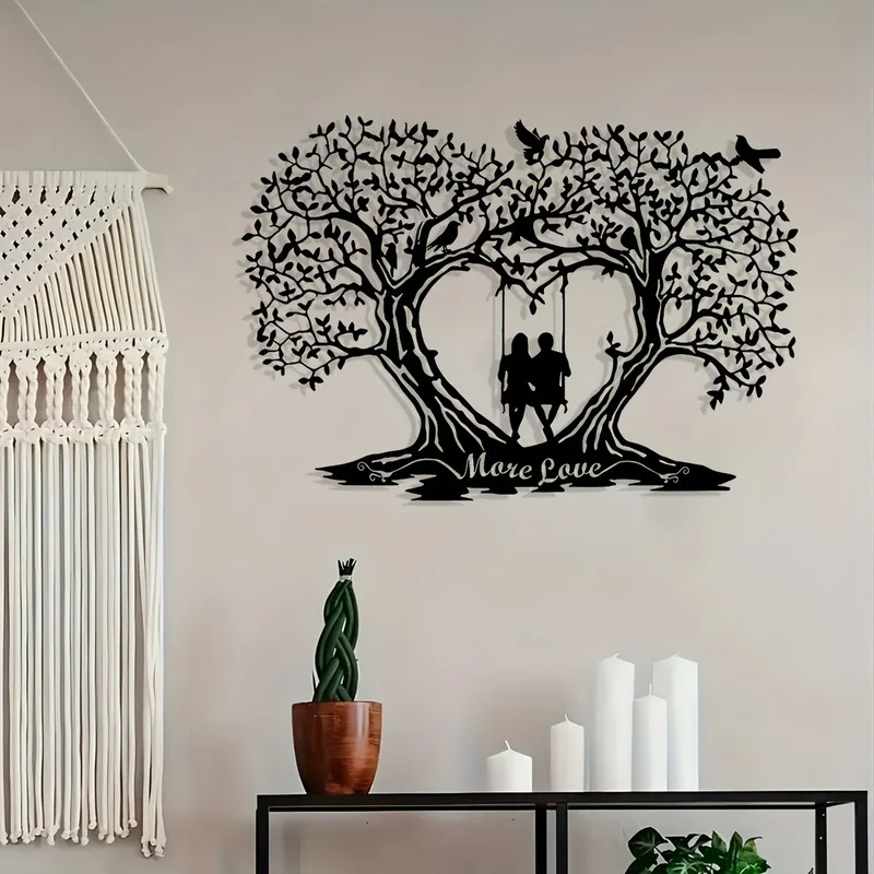 Romantic Love Tree Metal Wall Decoration - Reusable Silhouette Decorations 1PC