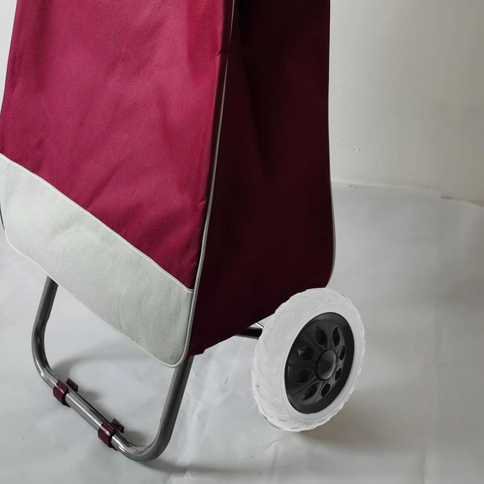 

2Pcs Shopping Cart Wheels Foldable Plastic PU Replacement Grocery Trolley Rolling Accessories Sturdy Climbing Design