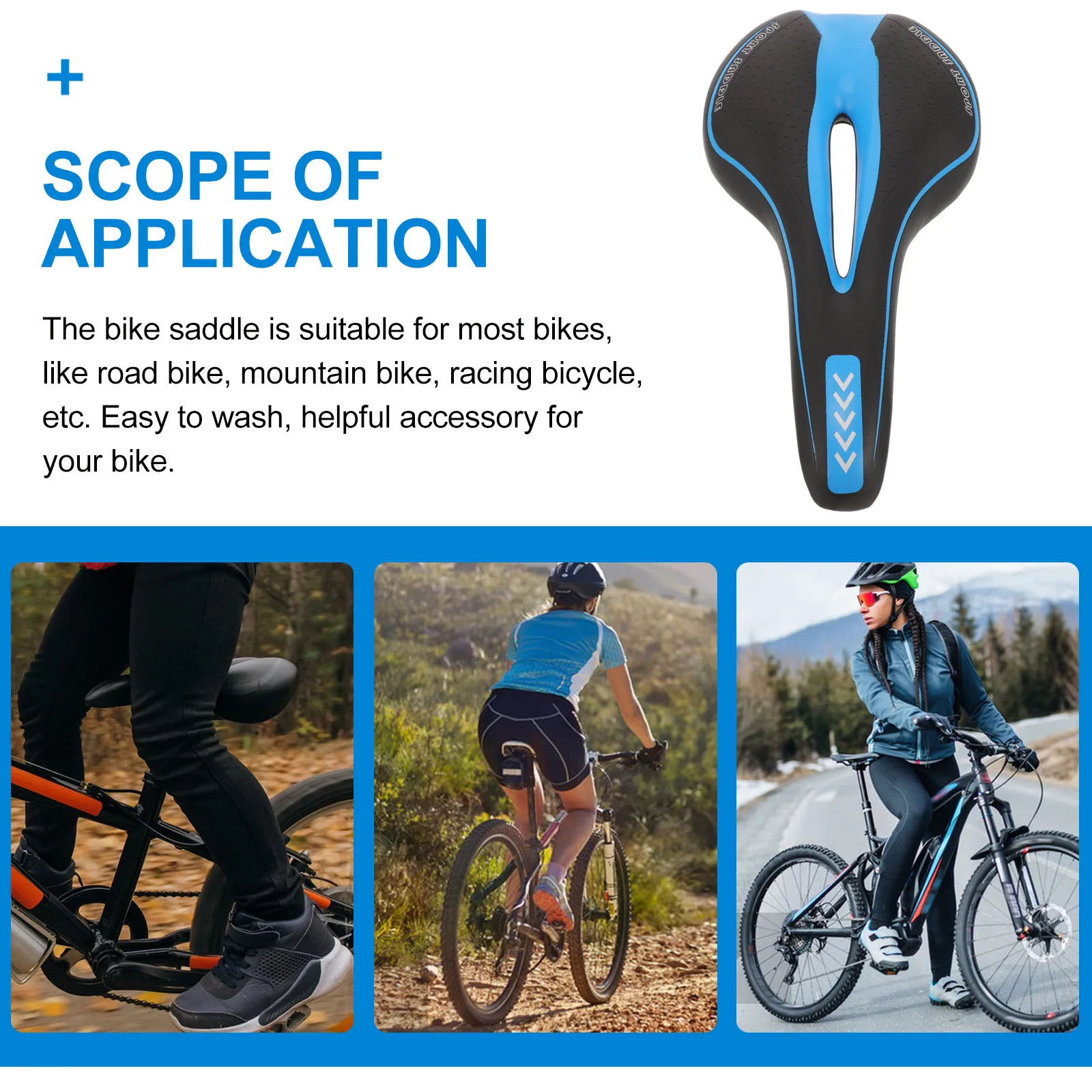 

Mountain Bike Saddle Seat Cushion Pad Comfortable Lightweight Shockproof Breathable Hollow Design Easy Install Compatible With