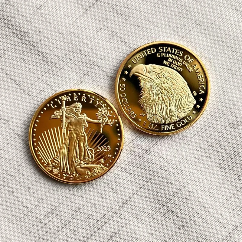 

3 Pcs Non Magnetic 2023 American Eagle Freedom Upside Down Back Side 1 OZ Gold Plated Commemorative Souvenir Coin