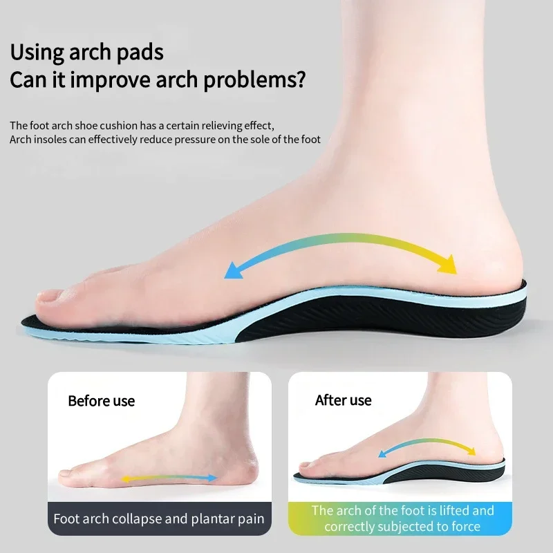 1Pair Orthopedic Pads Sports Shoes Insoles Arch Support Insole for Feet Plantar Fasciitis Flat Foot Shock Absorption Shoe Sole