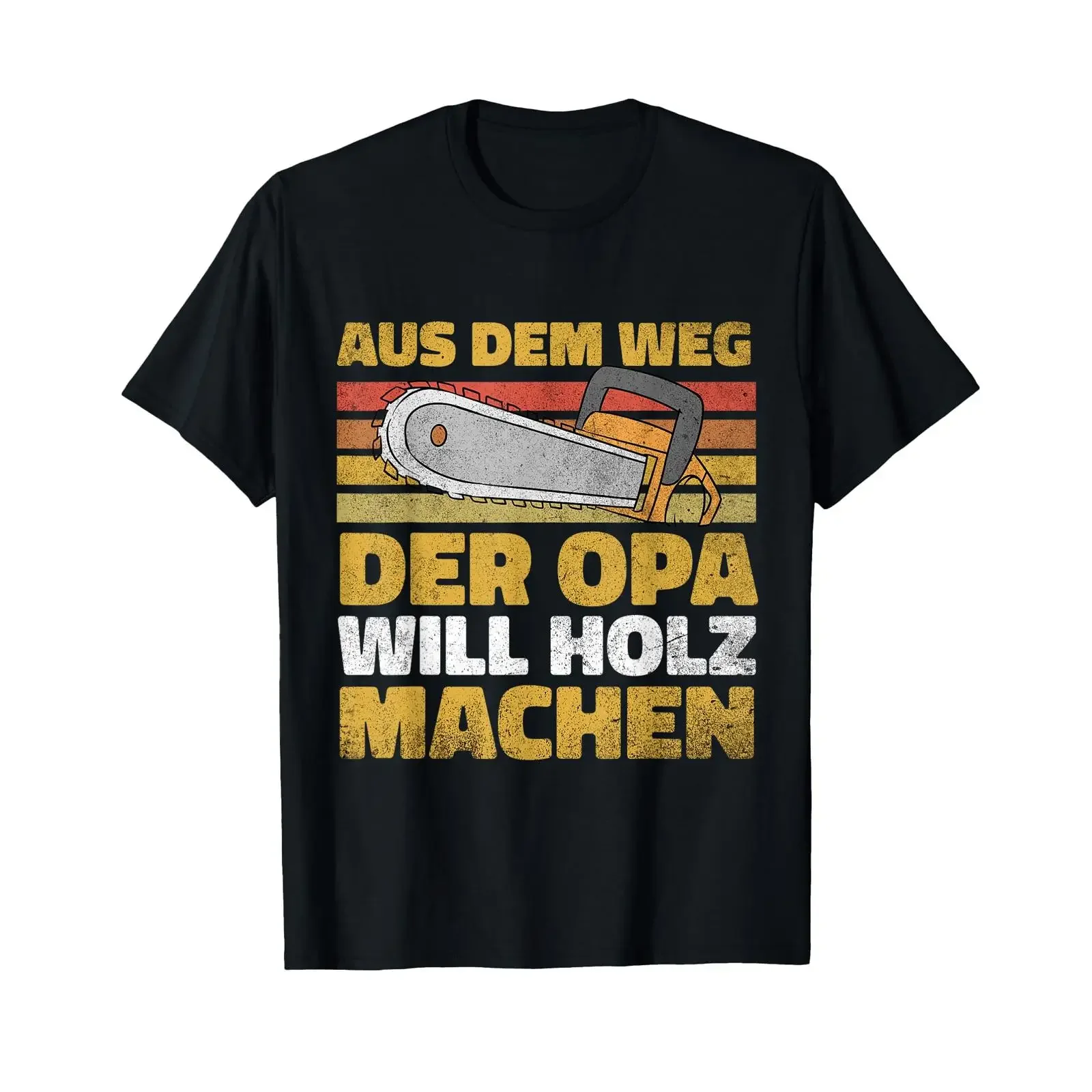 Men's Lumberjack Grandpa Will Holz Machen Saw Woodworker T Shirt black vintage Washed streetwear Soft Breathable fashion