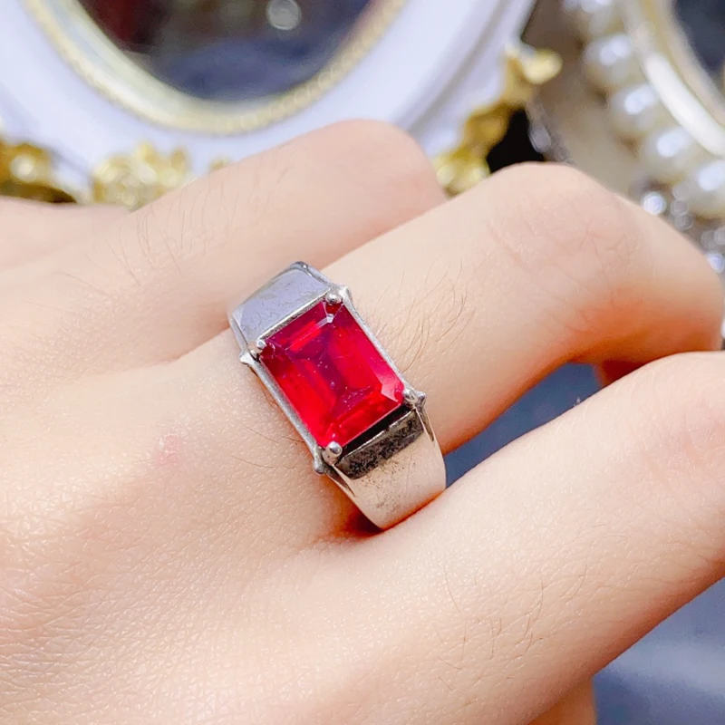 Natural Ruby Rings for men silver 925 jewelry luxury gem stones 18k gold plated free shiping items