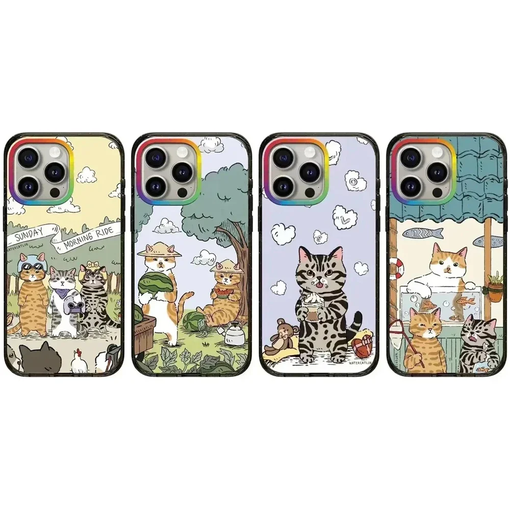 

Cute Leisure Cat Phone Case Cover for iPhone 12 13 14 15 Pro Max Protective Case