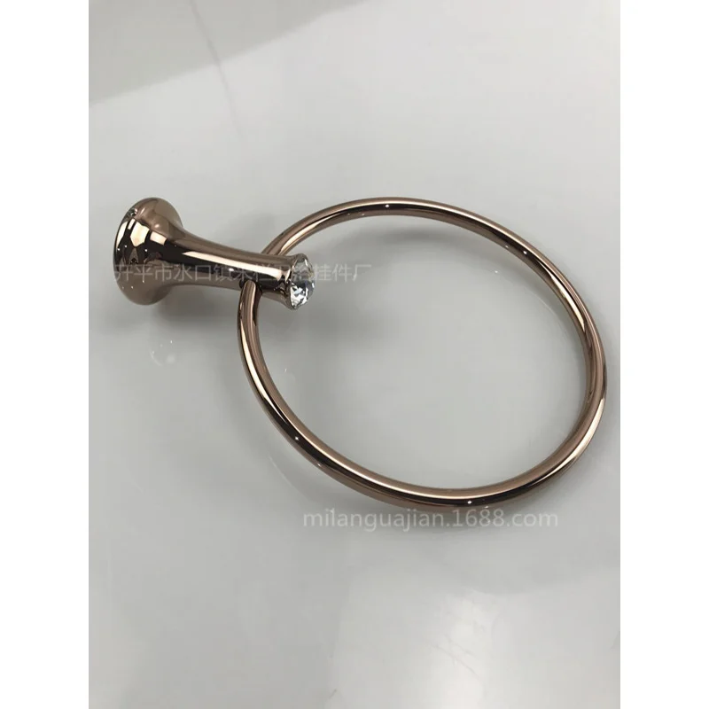 Picture 6: Wall Mounted Crystal Towel Ring Gold Towel Rack Single Hole Towel Bar Bathroom Hardware Accessories