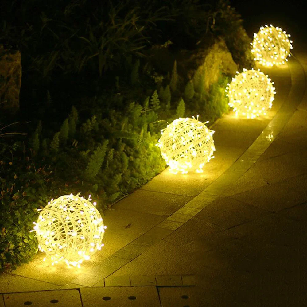 Kerst Led Rotan Bal String Lights Buiten 20/30Cm Opknoping Landschap Sprookjesachtige Verlichting Voor Feest Bruiloft Tuin Binnenplaats Decor