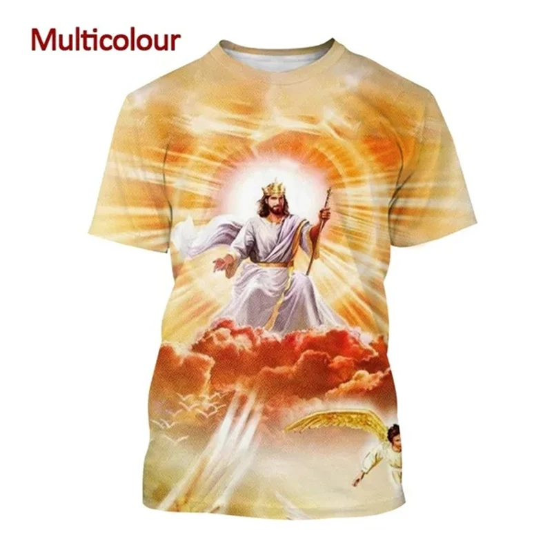 Men\'s T Shirts Jesus Love All Christians 3D Printing Summer Women\'s Short Sleeve Casual T-shirt Fashion Breathable Tops Clothing