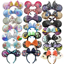 Disney Minnie Mickey Ears Headband Holiday Party Sequins Headdress Bows EARS COSTUME Headband Cosplay Plush Adult/Kids Gift