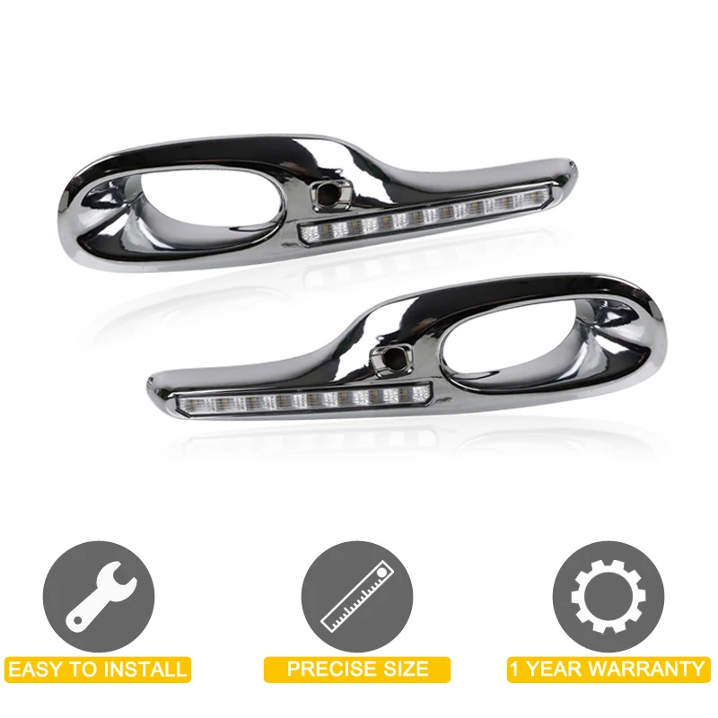 2Pcs Front Bumper Chrome Bezel White LED DRL Daytime Running Light Fit For Honda Fit Jazz 2011 2012 2013