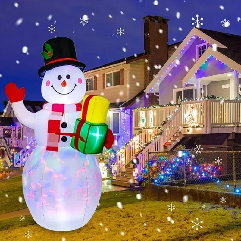 

1.5M Inflatables Snowman Christmas Outdoor Decorations Blow Up Build-in Rotating LED Xmas Holiday Party Lawn Christmas Eve Decor