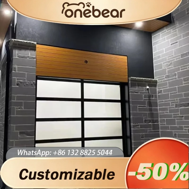 Any Size Custom Luxury Frameless Glass Garage Door Double Tempered Glass Modern Household Fully Automatic Electric Door