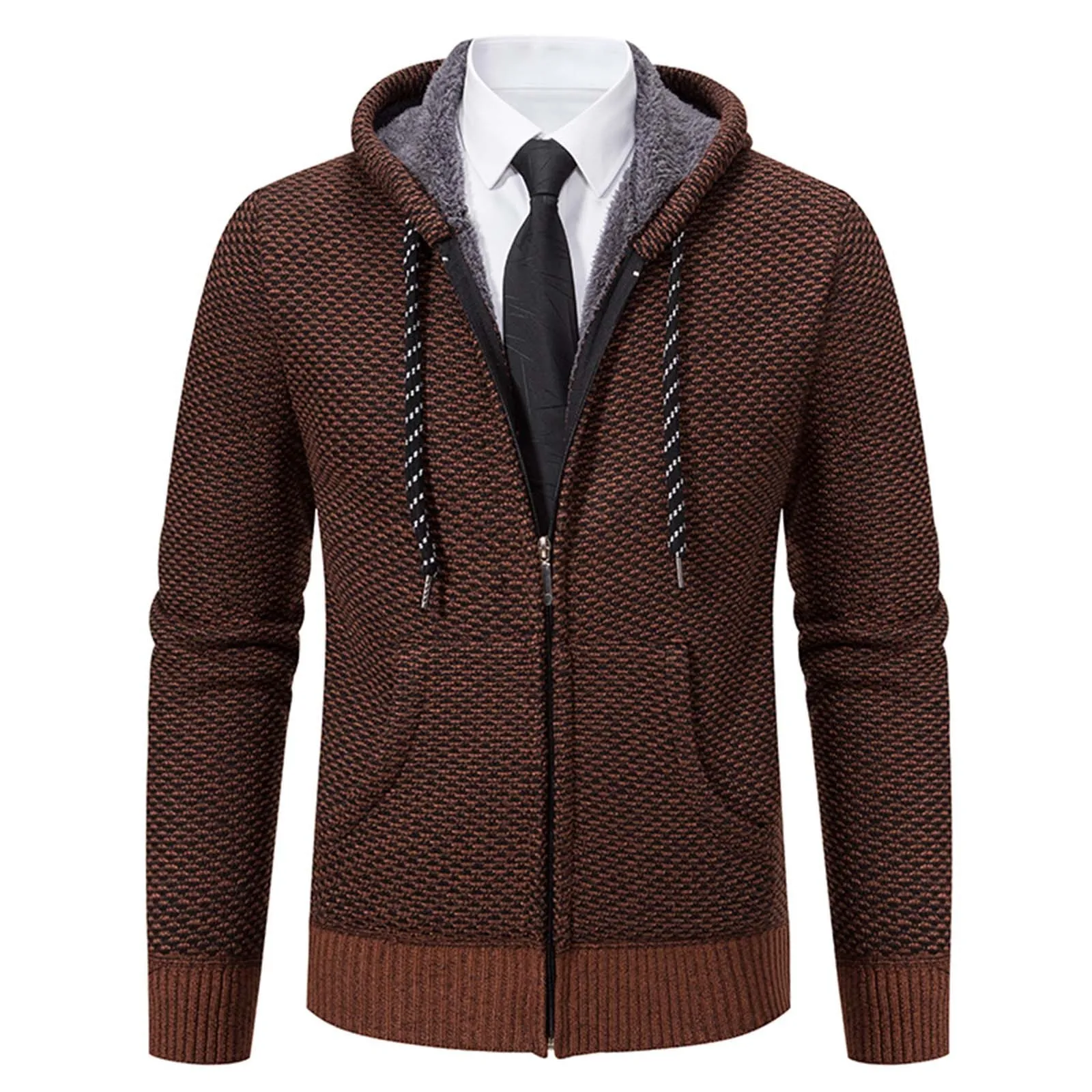 Cardigan à manches longues en tricot rembourré de velours pour hommes, manteau pull, vestes chaudes d'extérieur, tendance, automne, hiver, nouveau, plus, 2024