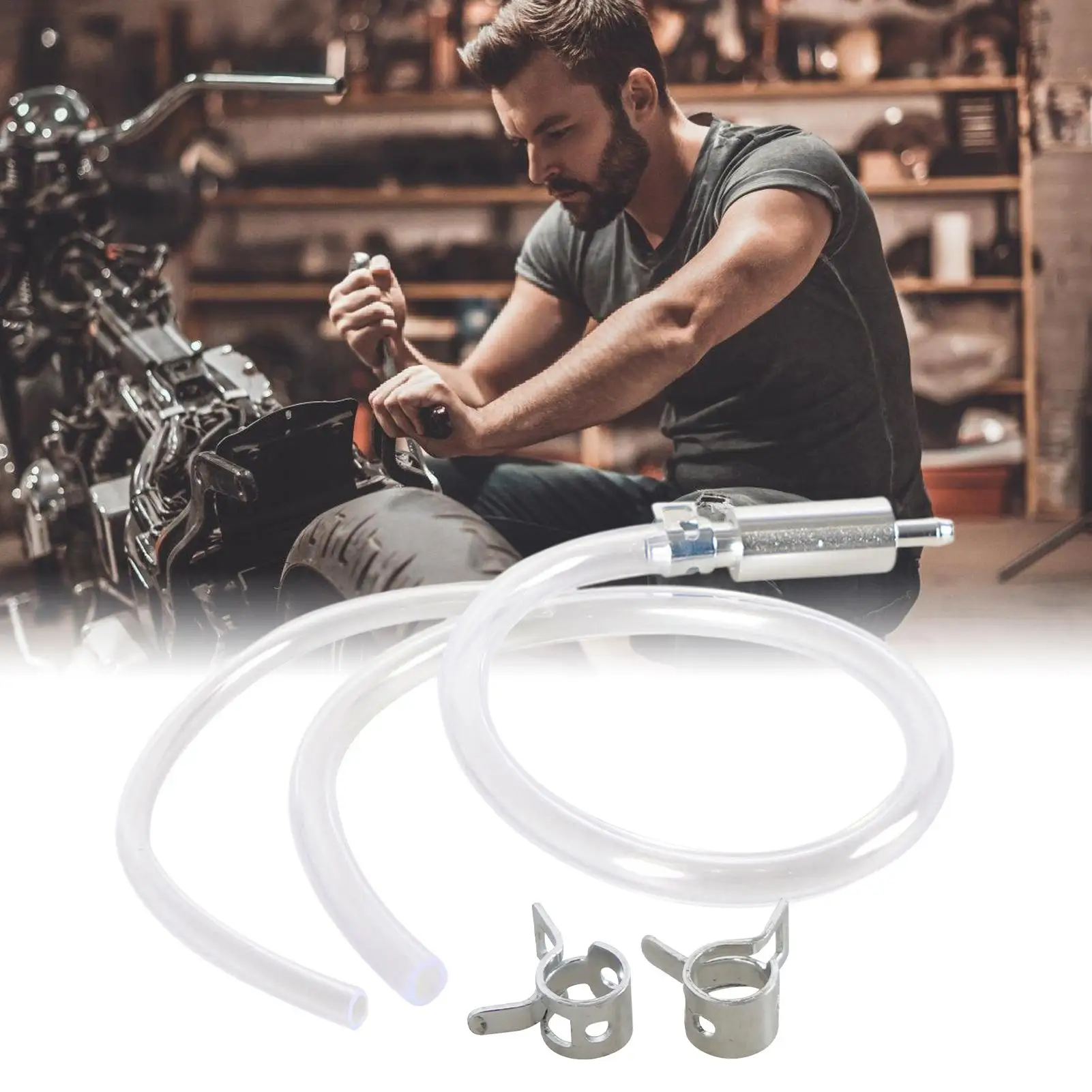 Herramienta de reparación de frenos de motocicletas, manguera de escape de frenos de motocicleta, Kit de purga de líquido de frenos, Extractor de líquido de aceite, herramienta de purga