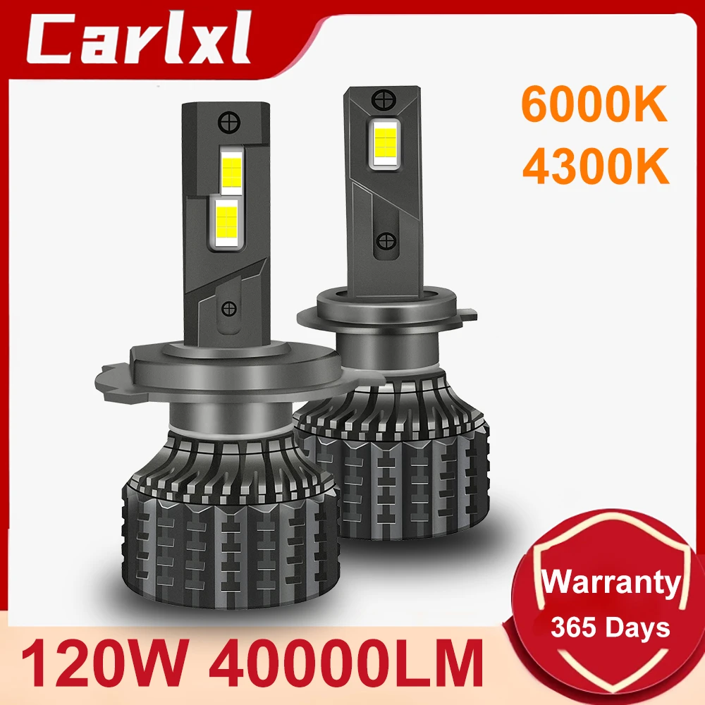 

Carlxl 120W H7 Led Canbus 40000LM Headlight H1 H4 H8 H11 H16 9005 HB3 9006 HB4 LED Bulb Turbo Lamp for Car 6000K 4300K